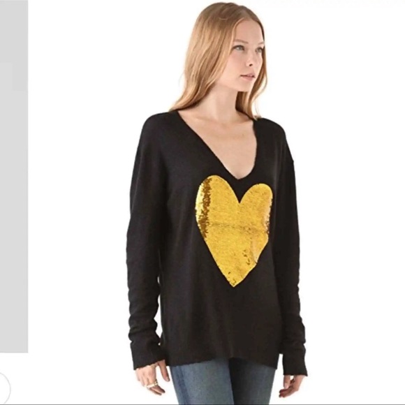 Wildfox White Label Black With Gold Sequins Sweater. - Picture 12 of 13